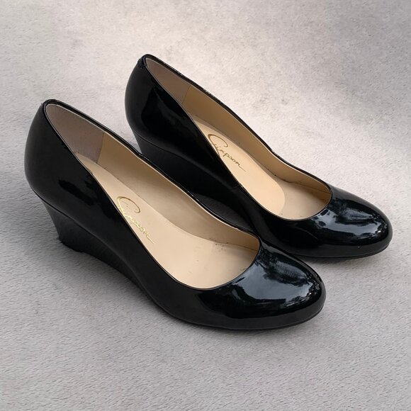 Jessica Simpson Faux Patent Leather Wedge Heels Sz 8.5 - Picture 4 of 14